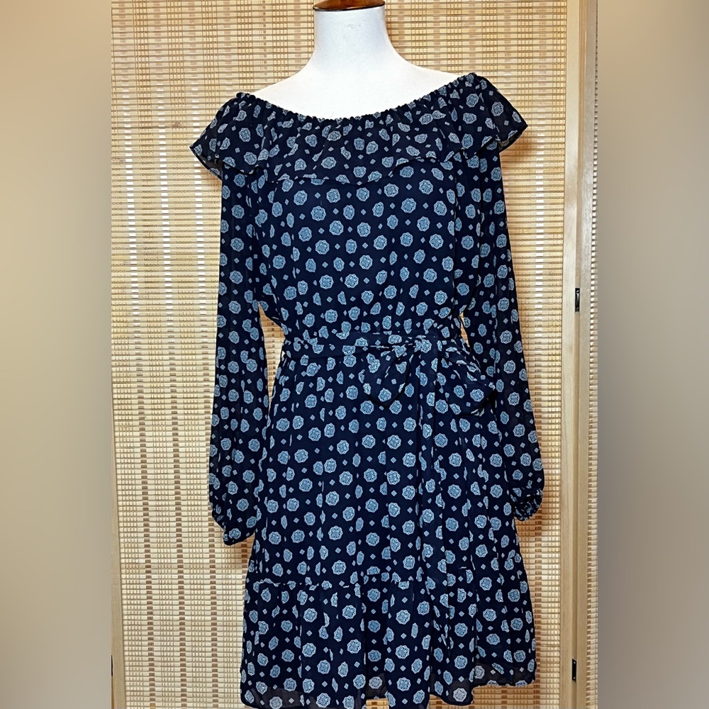 MICHAEL KORS dress navy print short size medium